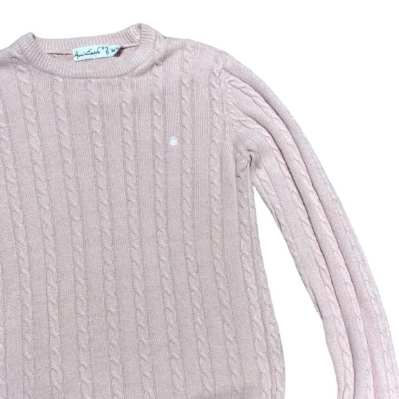 Gloria Vanderbilt Blush Pink Cable Knit Crewneck Long Sleeve Sweater - Picture 3 of 4